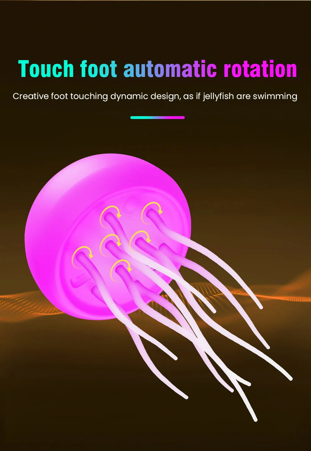 Jellyfish Cartoon LED Night Light – Voice Control RGB Rotating Lamp