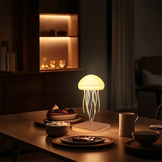 Jellyfish Cartoon LED Night Light – Voice Control RGB Rotating Lamp